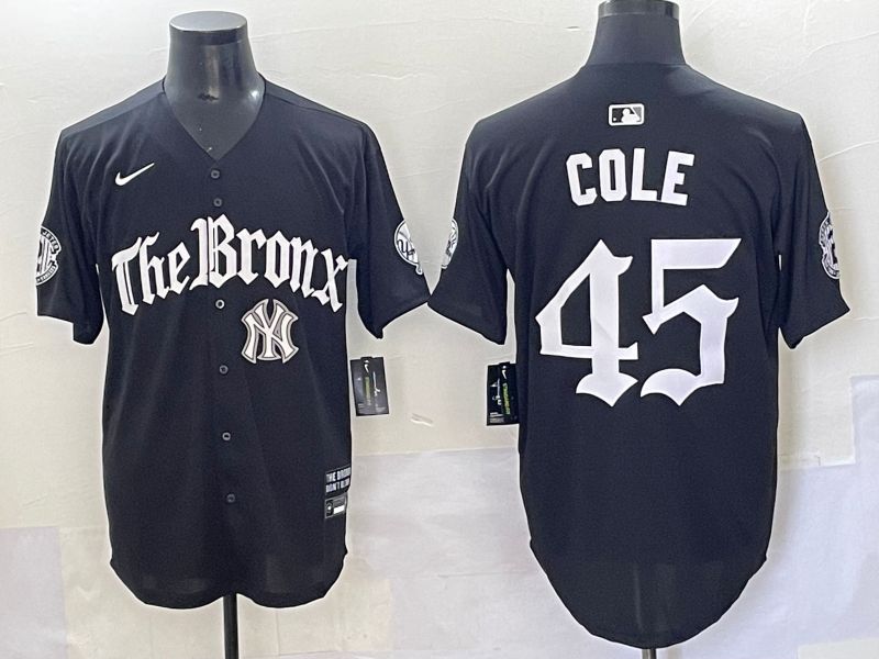 Men 2025 New York Yankees #45 Cole Black Five generations Joint Name Nike MLB Jersey style 9